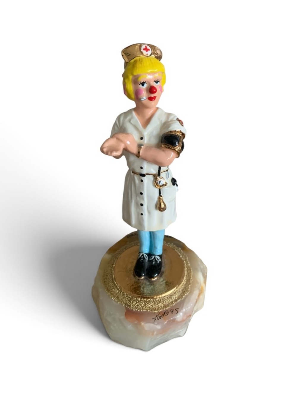 Ron Lee Nurse Clown Figurine Signed LE 1145/2500 Onyx 24k Plated Vintage